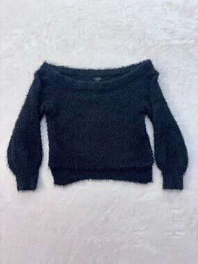 Rue 21 Off Shoulder Fuzzy Black Sweater --- Size: Women's Large!!